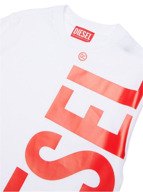 T-shirt bambino Diesel over bianca a manica corta DIESEL KIDS | J0273700YI9K100